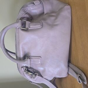 Lucky Brand Taupe Tan Gray Leather Bag Satchel Crossbody Purse Handbag